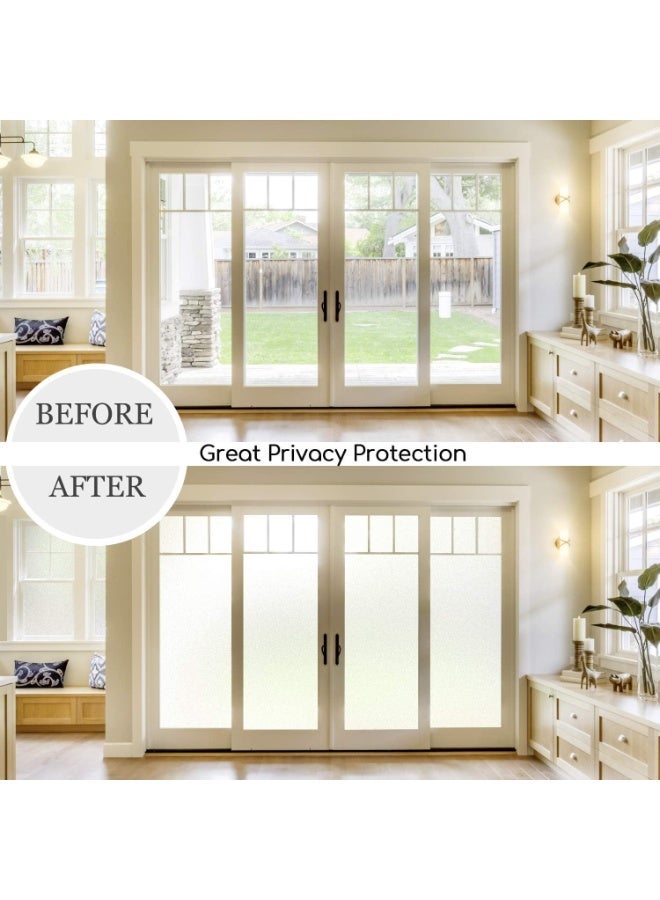 Frosted Window Privacy Film Heat Control UV Blocking, Static Cling Non-Adhesive Reusable Door coverings for Bathroom Home Office (White Frosted 17.3 Inch x 13.1 Feet) - Image 2